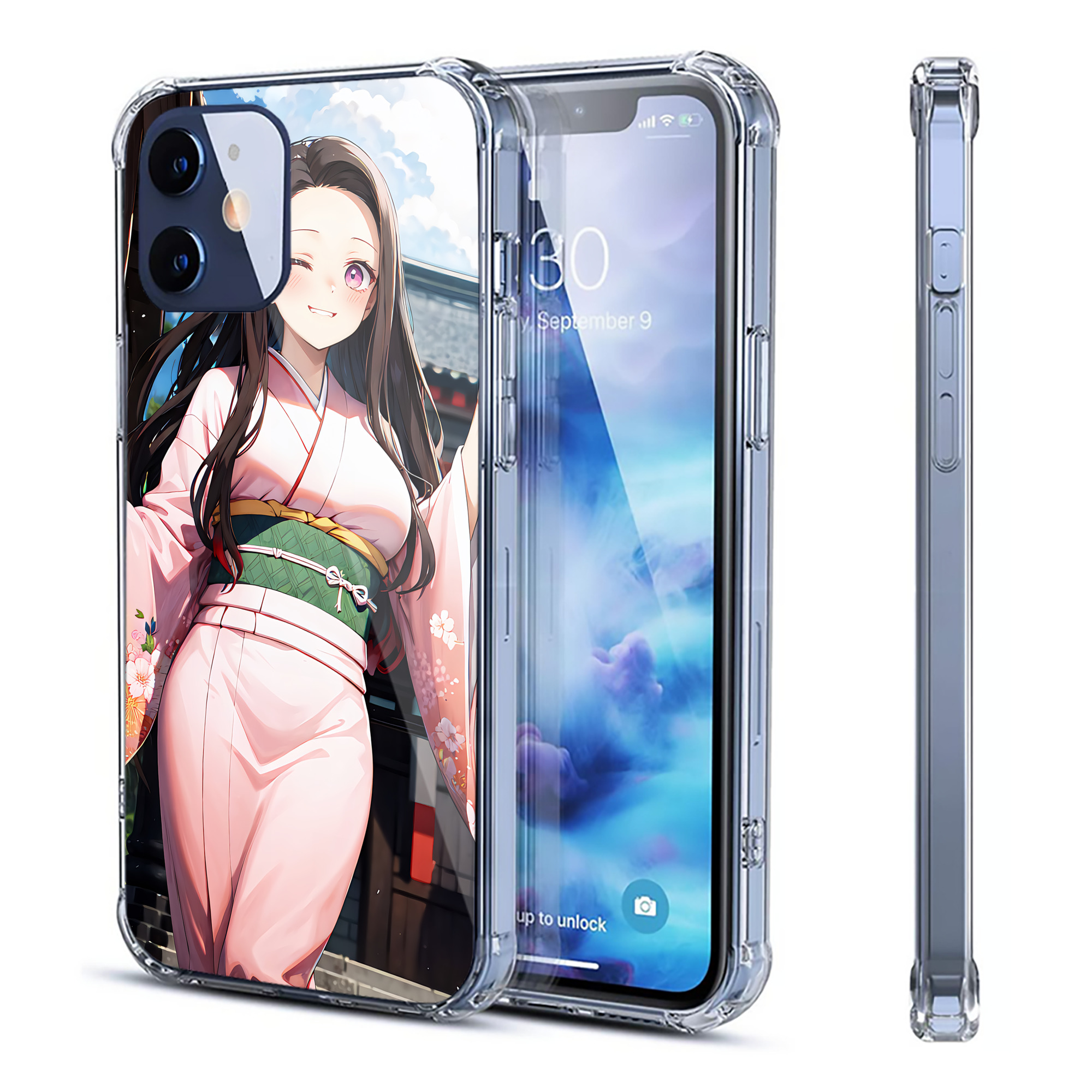 （画像用） 鬼滅の刃（きめつのやいば）竈門 禰󠄀豆子／かまど ねずこ Kamado Nezuko 【iPhone 12シリーズ対応】透明スマホケース（クリアソフトケース）